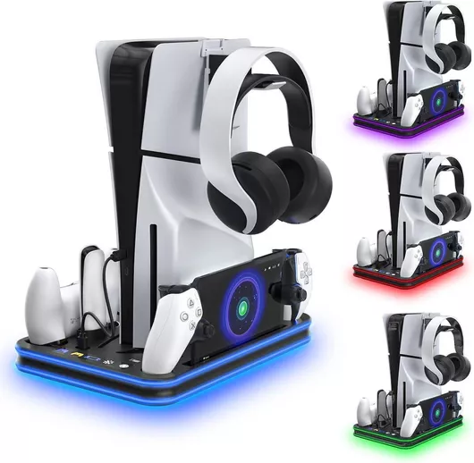 Βάση Φόρτισης Ps5 Ps5 Slim & Ps Portal Ψύξη Rgb Jys-p5225 Μαύρο