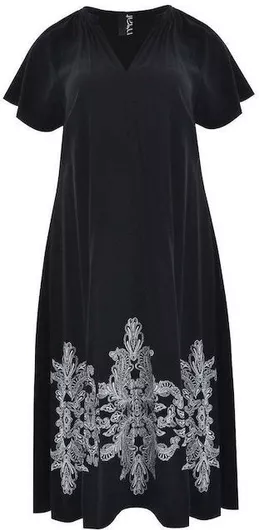 Mat Fashion Καλοκαιρινό Midi Κοντομάνικο για Γάμο / Βάπτιση Μαύρο
