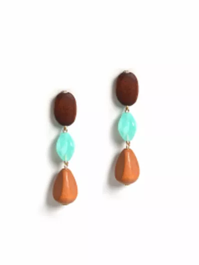 Mat Fashion Σκουλαρίκια Κρεμαστά με Πέτρες Aqua Mint