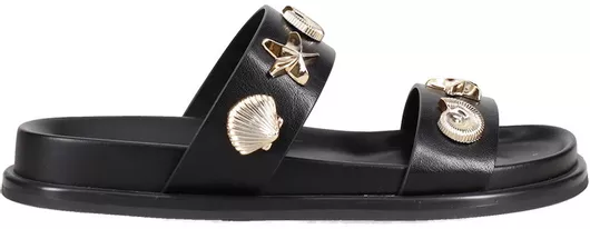 Migato Σανδάλια Footbed με Διακοσμητικά Κοχύλια Μαύρο