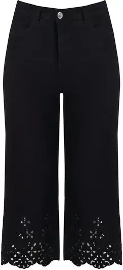 Mat Fashion Capri Παντελόνι με Κέντημα Μαύρο