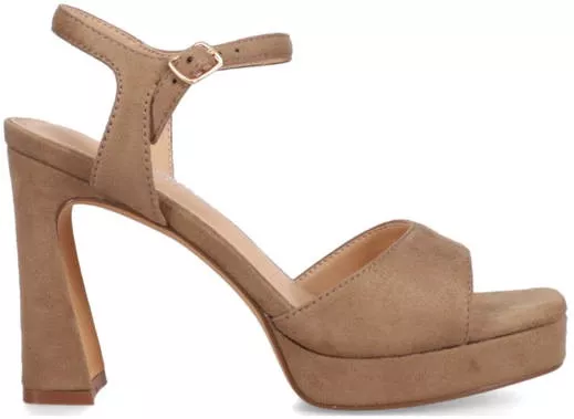 Migato Πέδιλο Ankle Strap με Φιάπα & Χοντρό Ψηλό Τακούνι 9cm Taupe