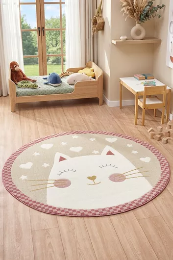 SteweHome Παιδικό Χαλί Βαμβακερό Ροζ 100x100cm