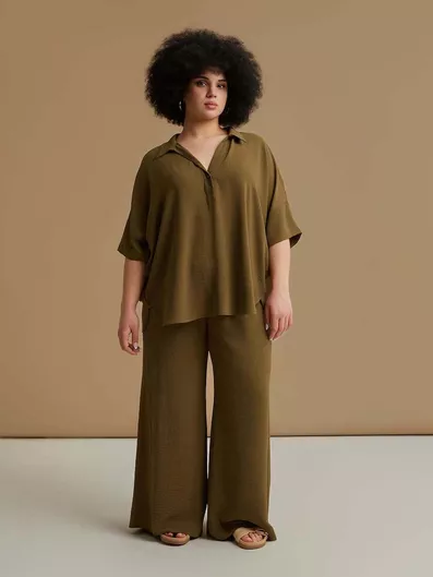 Mat Fashion Γυναικεία Μπλούζα Κοντομάνικη Χακί