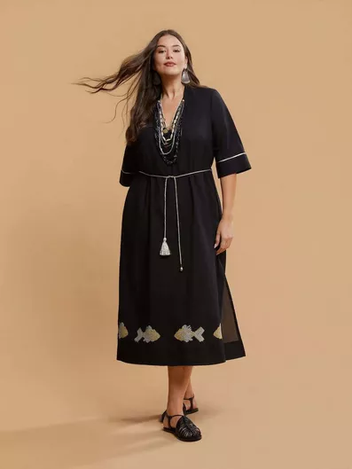 Mat Fashion Καλοκαιρινό Maxi Φόρεμα Μαύρο