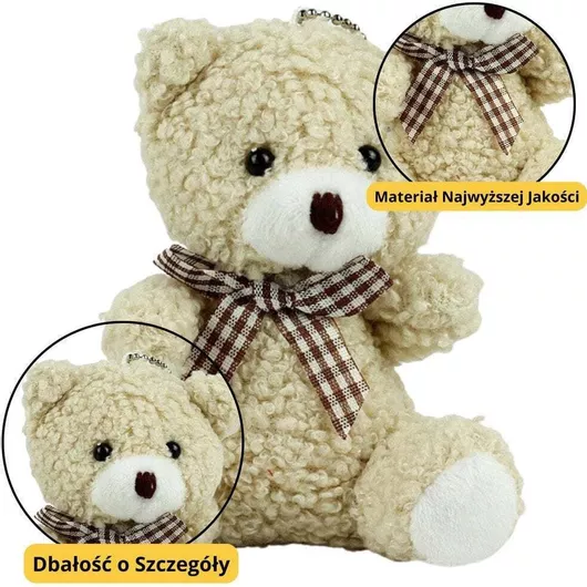Beige Plush Teddy Bear Keychain Pendant Decoration 8cm