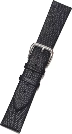 Lizard Pattern Δερμάτινο Λουράκι Ρολογιού Μαύρο 16mm