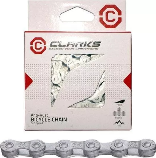 Αλυσίδα Ποδηλάτου Clarks C10ar 10 Ταχυτήτων 116 Κρίκοι 1 2"x11 128" Σύνδεσμος Αντιδιαβρωτικό Ασημί