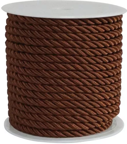 Marhome Κορδόνι Σατέν Στρογγυλά Καφέ 7mm x 20m Σετ 100τμχ