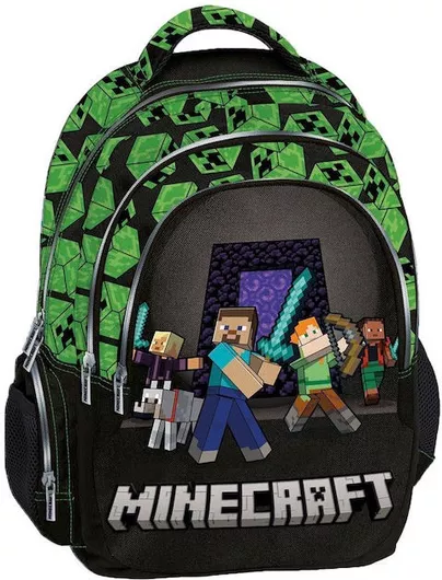 Graffiti Squad Minecraft Σχολική Τσάντα Πλάτης Δημοτικού 30x14x44cm Πράσινο