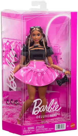 Barbie Deluxe Style Black & Pink Vinyl Skirt Fashion Κούκλα για 3+ Ετών
