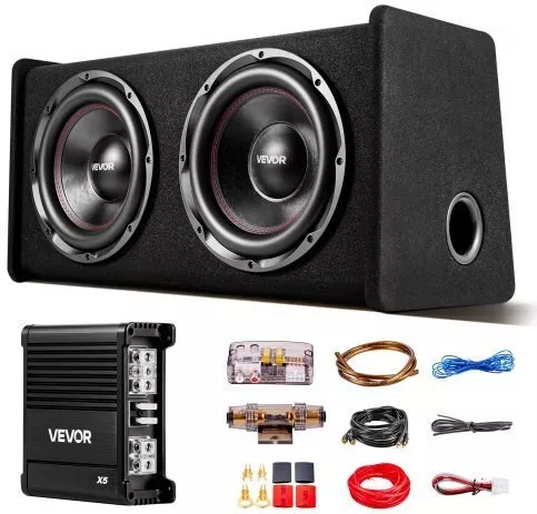 Vevor Subwoofer Bass Package 305mm 490w Rms Dual Car Audio Subwoofer Amp Package Loaded Enclosure Separate Amplifier Wiring Kit Various Vehicles Trunks Car Audio Systems